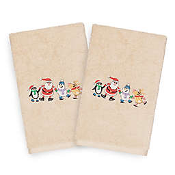 Linum Home Christmas Skating Party 2-Piece Hand Towel Set in Sand