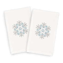 Linum Home Christmas Crystal 2-Piece Hand Towel Set in White