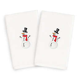 Linum Home Christmas Embroidered Snowman Hand Towels (Set of 2)