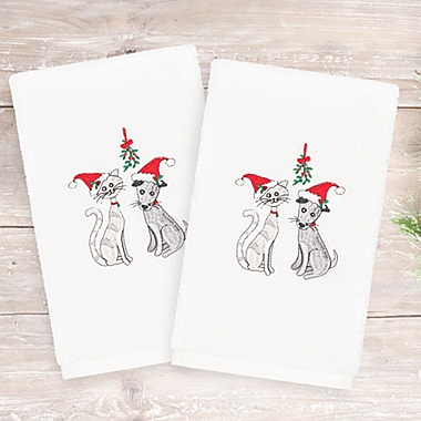 Linum Home Christmas Cute Couple Hand Towels (Set of 2). View a larger version of this product image.