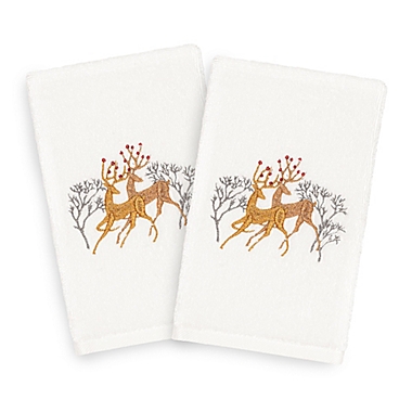 Linum Home Textiles Christmas Deer Pair Hand Towels (Set of 2). View a larger version of this product image.
