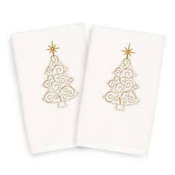 Linum Home Textiles Christmas Scroll Tree Hand Towels (Set of 2)