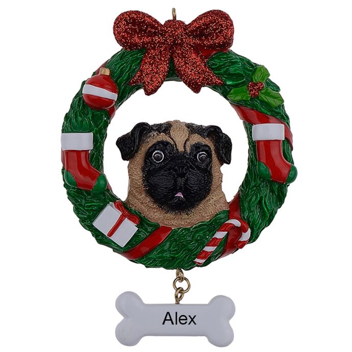 pug christmas statue