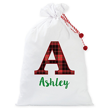 Personalized Planet Plaid Letter Santa Gift Sack. View a larger version of this product image.