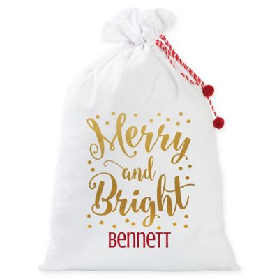 Personalized Planet Merry and Bright Santa Gift Sack