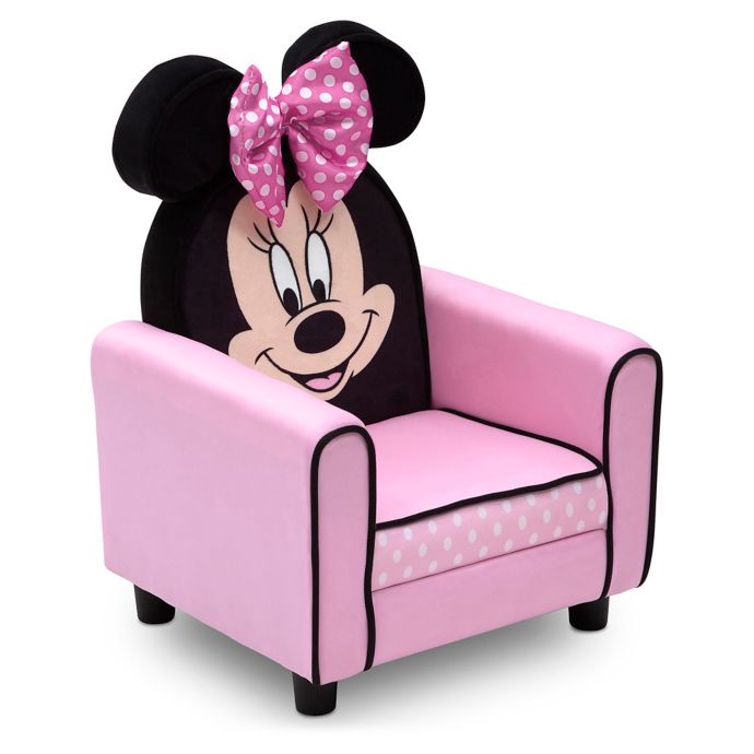 Disney Minnie Mouse Figural Upholstered Kids Chair In Pink Black