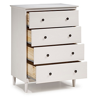 Forest Gate 4-Drawer Solid Wood Dresser in White. View a larger version of this product image.