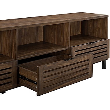 Forest Gate&trade; Jackson Slatted Door TV Stand in Dark Walnut. View a larger version of this product image.