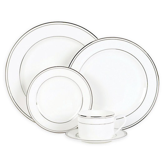 Alternate image 1 for Nevaeh White® by Fitz and Floyd® Grand Rim Double Band Platinum 5-Piece Place Setting