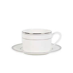 Nevaeh White® by Fitz and Floyd® Grand Rim Double Band Platinum Cup and Saucer
