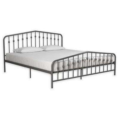 Novogratz Bushwick King Metal Bed in Grey