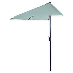 Pure Garden 9-Foot Half Round Patio Market Umbrella in Dusty Blue