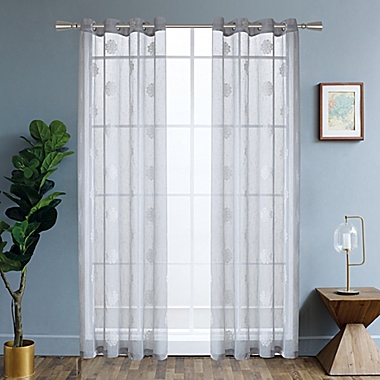 Lyndale Harper 84-Inch Grommet Sheer Window Curtain Panel in Silver (Single). View a larger version of this product image.