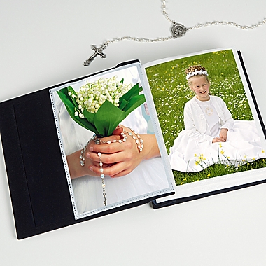 Grey 5'x7' Photo Album with Silver Cross Communion or Confirmation Day 