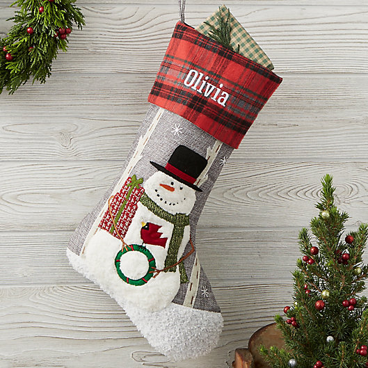 Alternate image 1 for Wintry Cheer Snowman Personalized Christmas Stocking