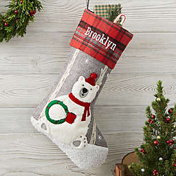 Wintry Cheer Polar Bear Personalized Christmas Stocking