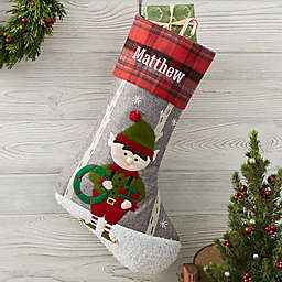 Wintry Cheer Elf Personalized Christmas Stocking