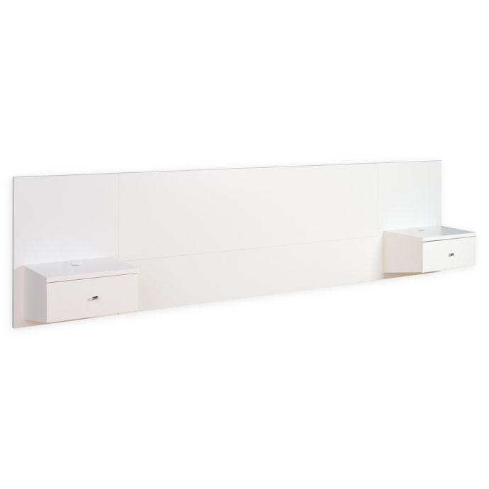 Floating Headboard with 2 Builtin Nightstands in White Bed Bath and Beyond Canada
