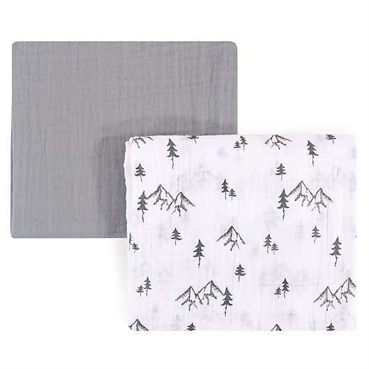 Alternate image 1 for Yoga Sprout Mountain 2-Pack Muslin Swaddle Blanket Set in Grey