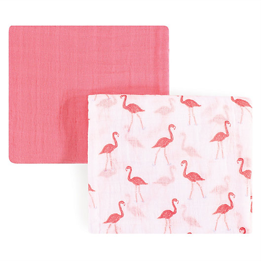 Alternate image 1 for Yoga Sprout Flamingo 2-Pack Muslin Swaddle Blanket Set in Pink