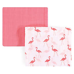 Yoga Sprout Flamingo 2-Pack Muslin Swaddle Blanket Set in Pink