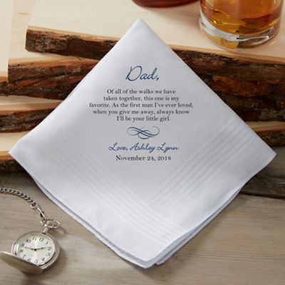 Personalised wedding handkerchief dad gift custom added message embroidered