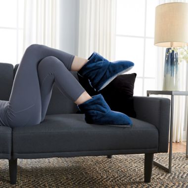 Therapedic&reg; Size Small/Medium Unisex Weighted Slippers in Navy. View a larger version of this product image.