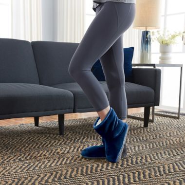 Therapedic&reg; Size Medium/Large Unisex Weighted Slippers in Navy. View a larger version of this product image.