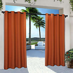 Solid Indoor/Outdoor 84-Inch Grommet Window Curtain Panels in Orange (Set of 2)