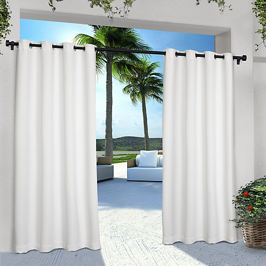 Alternate image 1 for Solid Indoor/Outdoor 96-Inch Grommet Window Curtain Panels in Winter White (Set of 2)