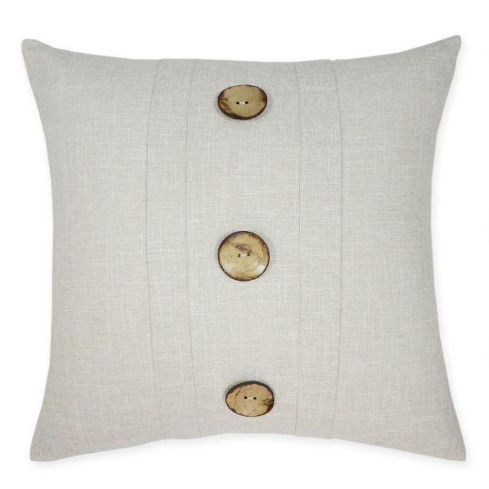 Pleat 3Button Square Throw Pillow in Natural Bed Bath & Beyond