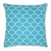 Embroidered Fans Square Throw Pillow in Blue and White