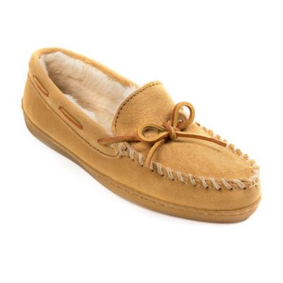 ladies moccasin slippers hard sole