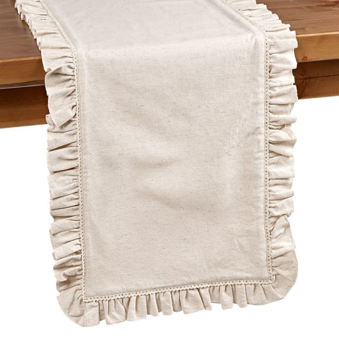 Bee & Willow™ Home Ruffle Edge Table Runner in Natural Bed Bath and
