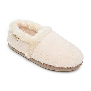 Minnetonka&reg; Dina Women&#39;s Small Knit Slipper in Cream. View a larger version of this product image.