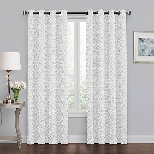 Alternate image 1 for Quinn Geo 63-Inch Grommet 100% Blackout Window Curtain Panel in Silver (Single)