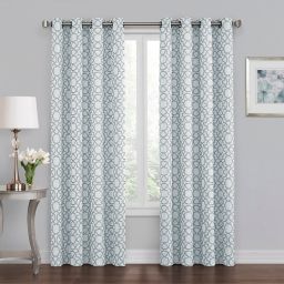 Quinn Geo 95-Inch Grommet 100% Blackout Window Curtain Panel in Blue (Single)