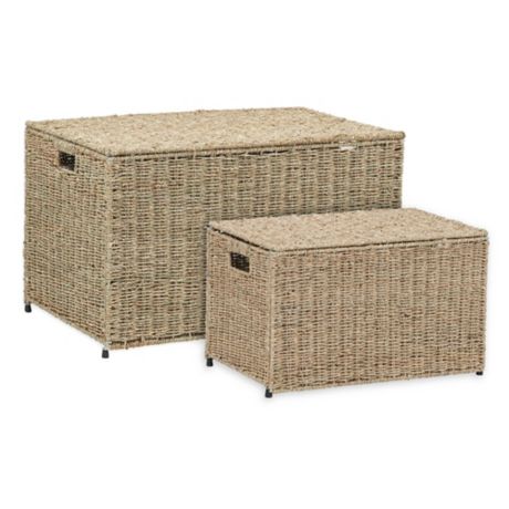 Household Essentials® Decorative Wicker Chest Lid Storage