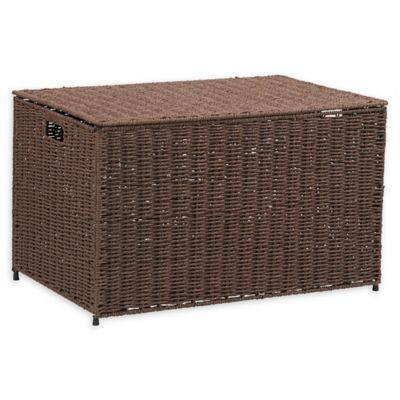 HOUSEHOLD ESSENTIALS Decorative Wicker Paper Rope Storage Chest