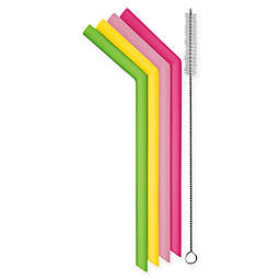 Danesco Drink & Bar Multicolor Silicone Smoothie Straws (Set of 4)