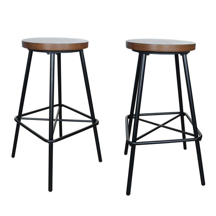 Carolina Forge Illona Bar Stool in Elm/black | Bed Bath ...