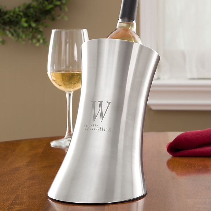 Sleek Elegance Personalized Stainless Steel Wine Chiller | Bed Bath Stainless Steel Wine Chiller Bucket