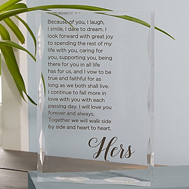 His and Hers Vows Personalized Colored Keepsake. View a larger version of this product image.