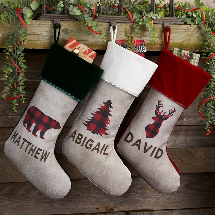 Cozy Cabin Buffalo Personalized Christmas Stockings Bed Bath