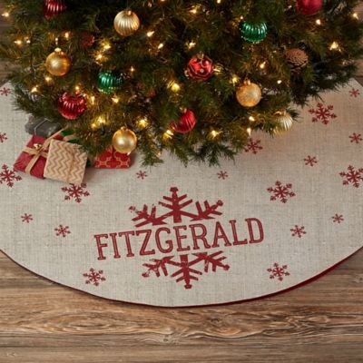 Stamped Snowflake Personalized Christmas Tree Skirt