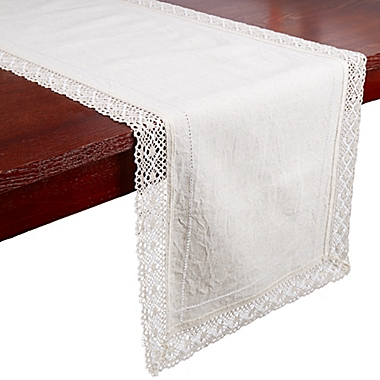 Bee &amp; Willow&trade; Crochet Trim Table Runner in Natural. View a larger version of this product image.