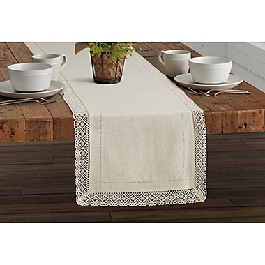 Bee &amp; Willow&trade; Crochet Trim Table Runner in Natural. View a larger version of this product image.