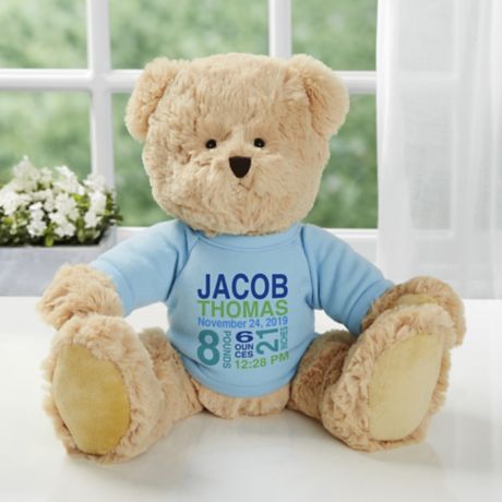 BLUE MY LITTLE TEDDY BEAR Personalised Baby Gift ENGRAVED WITH YOUR OWN WORDS 