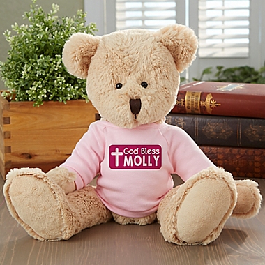 God Bless Personalized Teddy Bear- Pink. View a larger version of this product image.