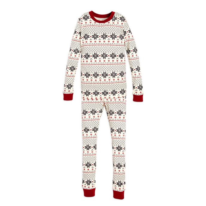 Burt's Bees Baby® Child's 2Piece Snowflake Holiday Pajama Set in Red Bed Bath & Beyond